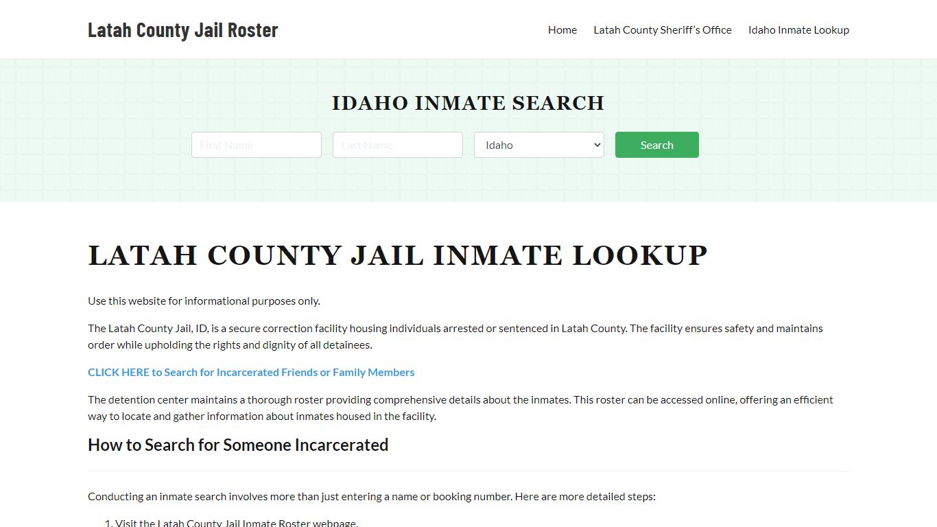 Latah County Jail Roster Lookup, ID, Inmate Search